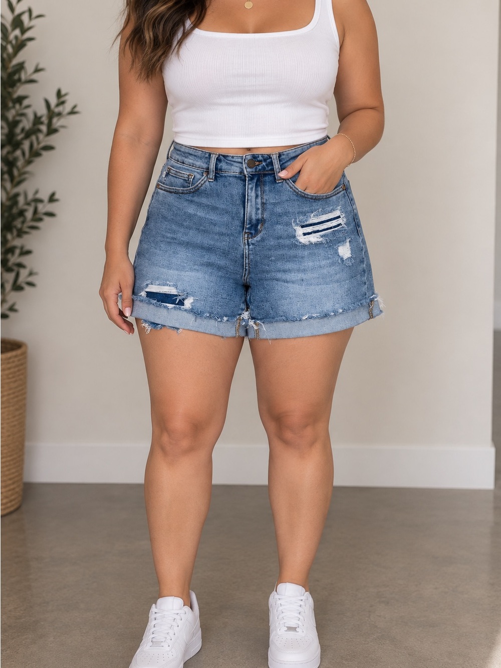 Judy Blue Light Blue Distressed Denim Shorts